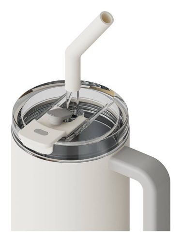 Xiaomi Straw Mug, Normál, 1 L, Bögre, Univerzális, Fehér, Szilikon, Rozsdamentes acél