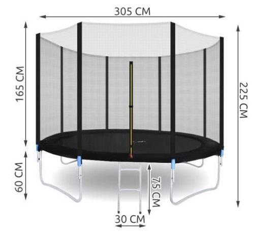 Kerti trambulin 305cm - külső hálós - 4 láb T5560