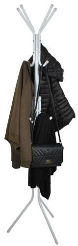 Álló kabáttartó fogas 170 cm, 12 db akasztóval - fehér