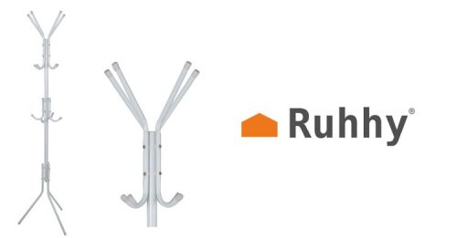 Álló kabáttartó fogas 170 cm, 12 db akasztóval - fehér