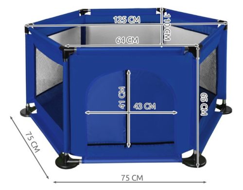 Mobil textil járóka, babakarám, 115x65 cm, sötétkék