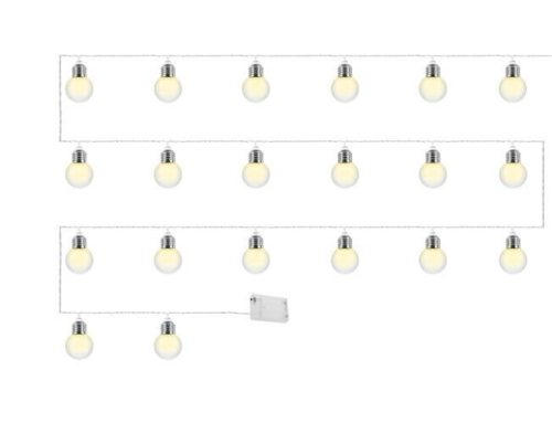 20 LED-es gömb fényfüzér, 5,2 méter, meleg fehér