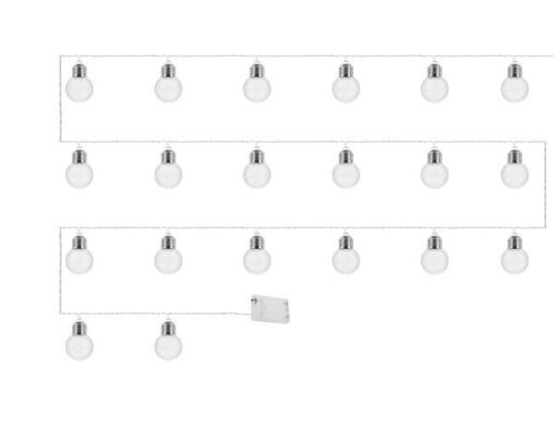 20 LED-es gömb fényfüzér, 5,2 méter, meleg fehér