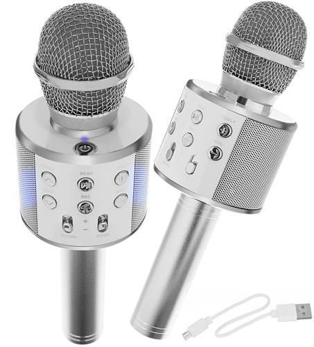Karaoke mikrofon ezüst hangszóróval