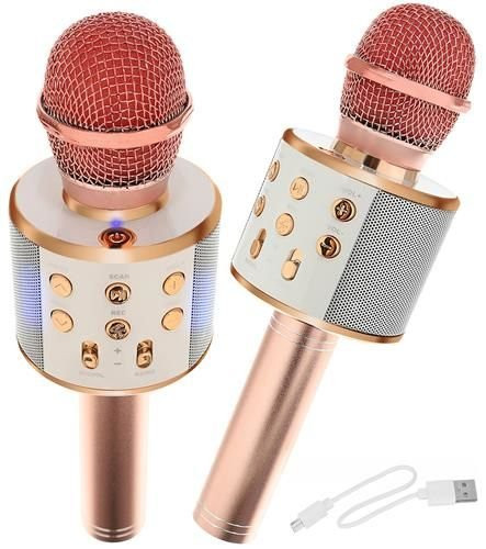 Karaoke mikrofon világos rózsaszín hangszóróval