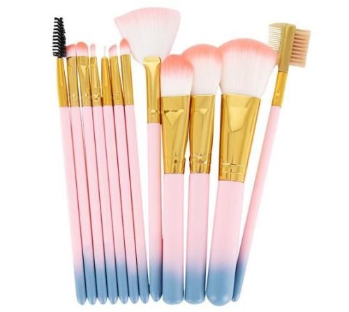 Smink ecsetek 12 db világos rózsaszín - készlet
