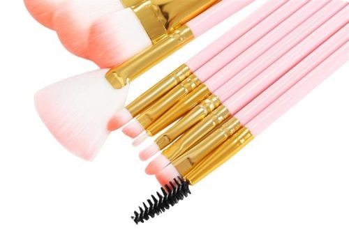 Smink ecsetek 12 db világos rózsaszín - készlet