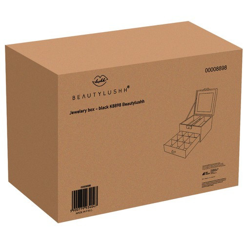 2 szintes ékszerdoboz, fekete, 9+ rekesszel