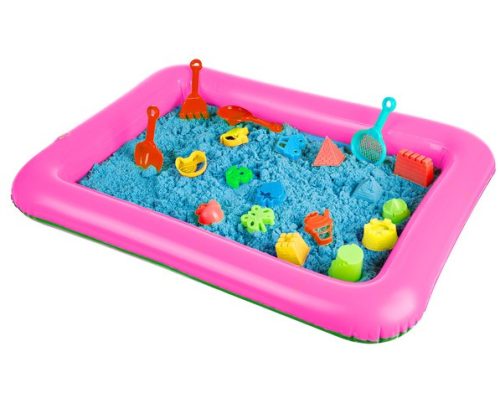 Kinetikus homok felfújható homokozóval, formákkal, 2 kg