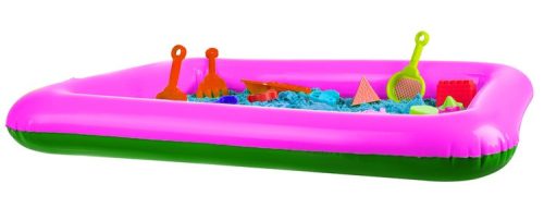 Kinetikus homok felfújható homokozóval, formákkal, 2 kg