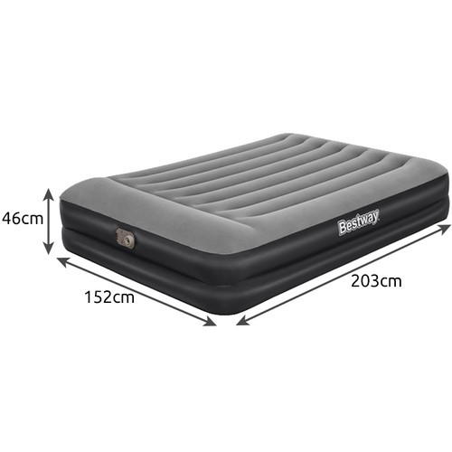 Bestway felfújható dupla vendégágy beépített elektromos pumpával és párnával, 203x152x22 cm, szürke