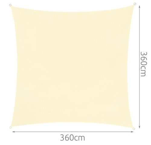 Napvitorla 3,6x3,6 m, négyzet alakú - bézs színben
