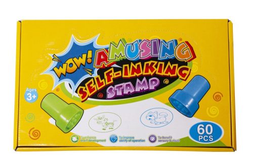 60 db-os színes bélyegző, nyomdázó készlet gyerekeknek