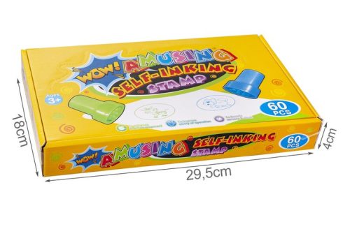 60 db-os színes bélyegző, nyomdázó készlet gyerekeknek