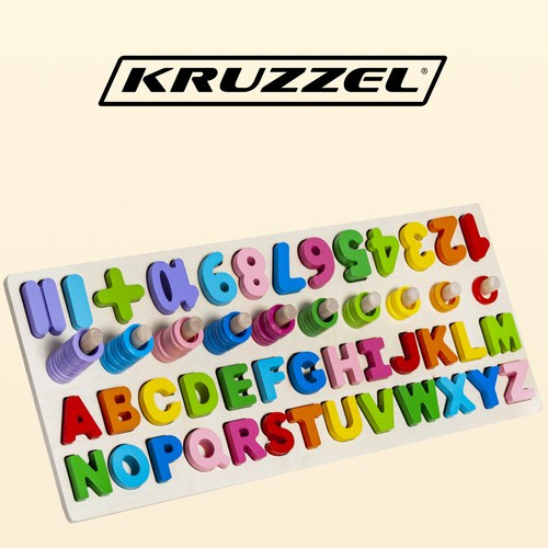 Fából készült ábécé és számok puzzle