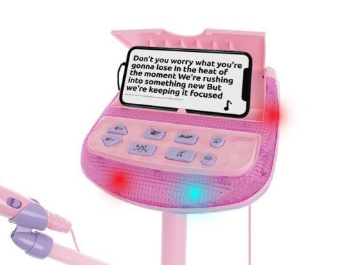 Karaoke állványon mikrofonnal - rózsaszín