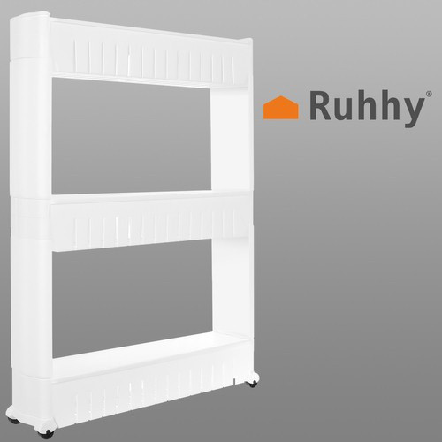 Mobil konyhai polc, műanyag zsúrkocsi, fehér