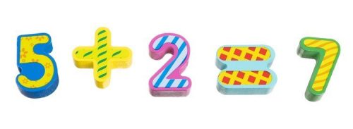 Fából készült gyümölcs- és számválogató