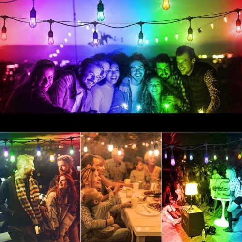 15m-es kerti fényfüzér RGB LED izzókkal, 21 világítási móddal, hangérzékeléssel
