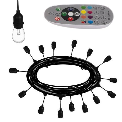15m-es kerti fényfüzér RGB LED izzókkal, 21 világítási móddal, hangérzékeléssel