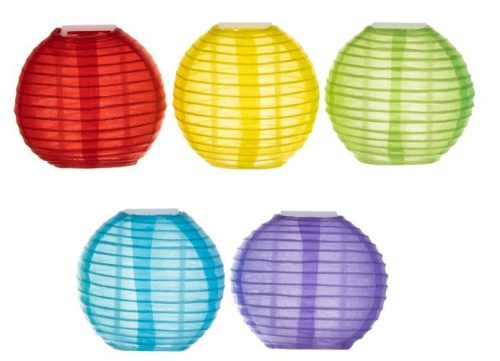 Napelemes lampion füzér, többszínű, 2 világítási mód, 3 m