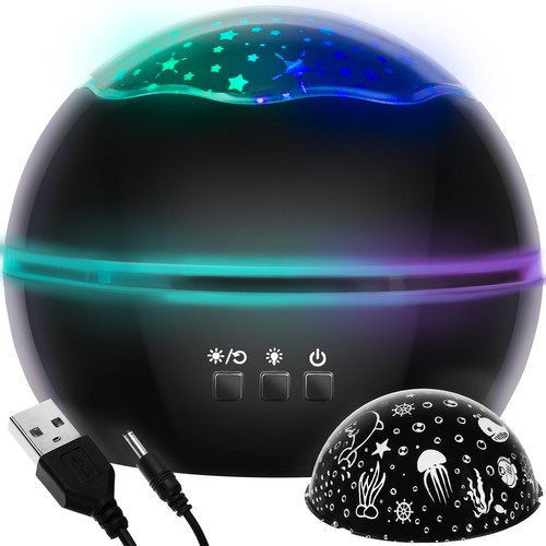 Éjjeli csillagfényes lámpa projektorral - fekete