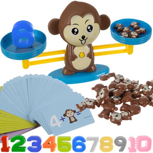 Oktató játék-mérleg majom motívummal