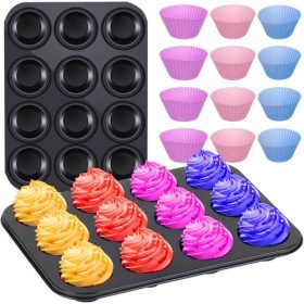 Tepsi muffinsütéshez (35x26,5x3 cm) + 12 db szilikon forma