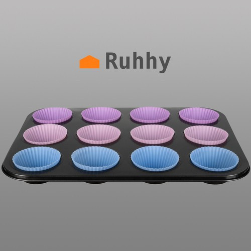 Tepsi muffinsütéshez (35x26,5x3 cm) + 12 db szilikon forma