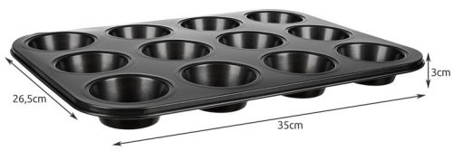 Tepsi muffinsütéshez (35x26,5x3 cm) + 12 db szilikon forma