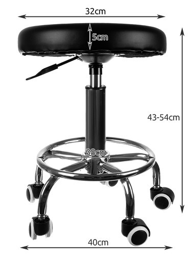Gurulós pémium fodrász- és kozmetikai szék, műbőr + fém, állítható magassággal