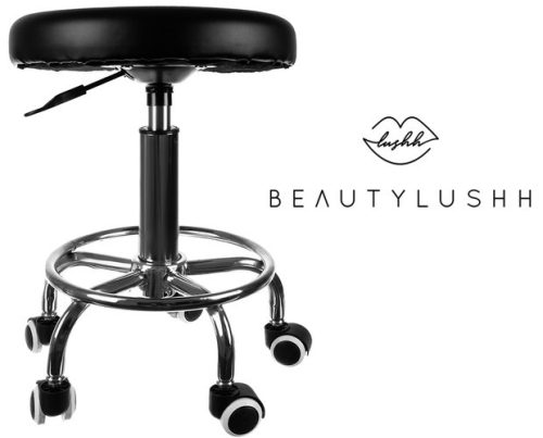 Gurulós pémium fodrász- és kozmetikai szék, műbőr + fém, állítható magassággal
