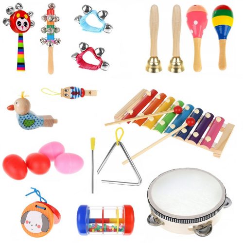 Fa hangszerek gyerekeknek, hátizsákkal