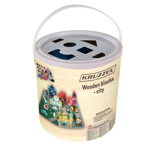 Fahasáb, fa építókockák - városépítős, 100 db-os készlet