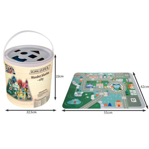 Fahasáb, fa építókockák - városépítős, 100 db-os készlet