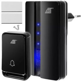 Vezeték nélküli ajtócsengő fekete vízálló