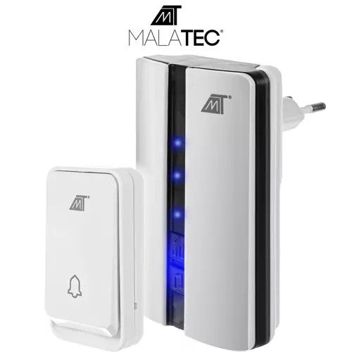 Vezeték nélküli ajtócsengő, 51 csengőhanggal, fehér, vízálló