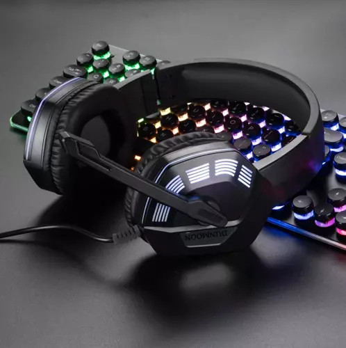 Dunmoon 5.1-es gamer világító fejhallgató mikrofonnal