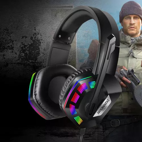 Dunmoon 5.1-es gamer világító fejhallgató mikrofonnal