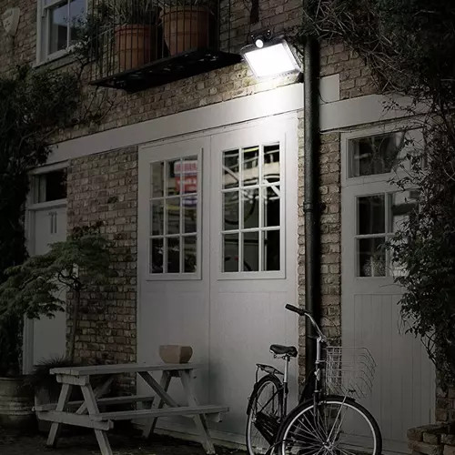 120 COB LED-es különálló napelemes reflektor, mozgásérzékelővel, IP67