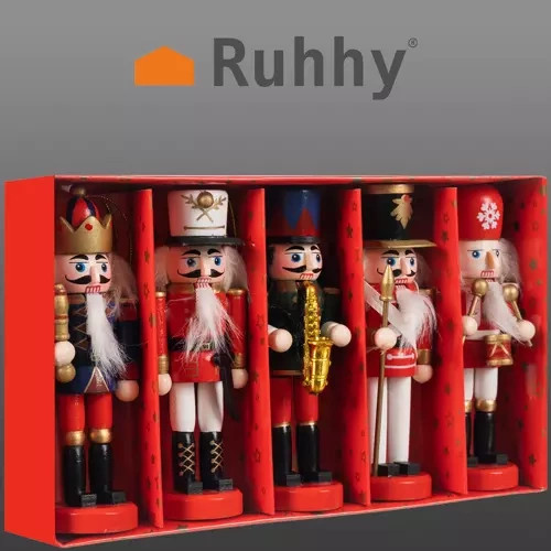 5 db-os fa diótörő figuraszett, karácsonyfadísz