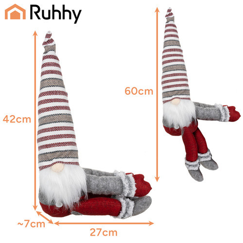 Ruhhy plüss manó figura, tépőzáras kezekkel, karácsonyi dekoráció 