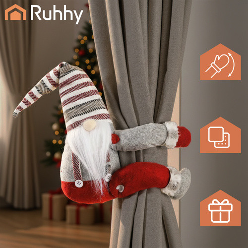 Ruhhy plüss manó figura, tépőzáras kezekkel, karácsonyi dekoráció 