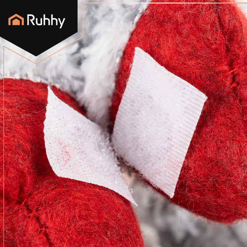 Ruhhy plüss manó figura, tépőzáras kezekkel, karácsonyi dekoráció 