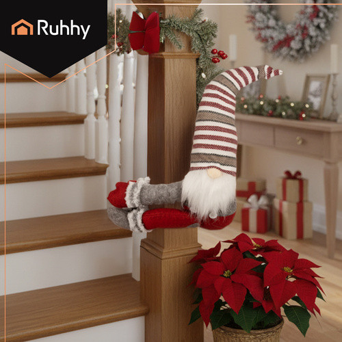 Ruhhy plüss manó figura, tépőzáras kezekkel, karácsonyi dekoráció 