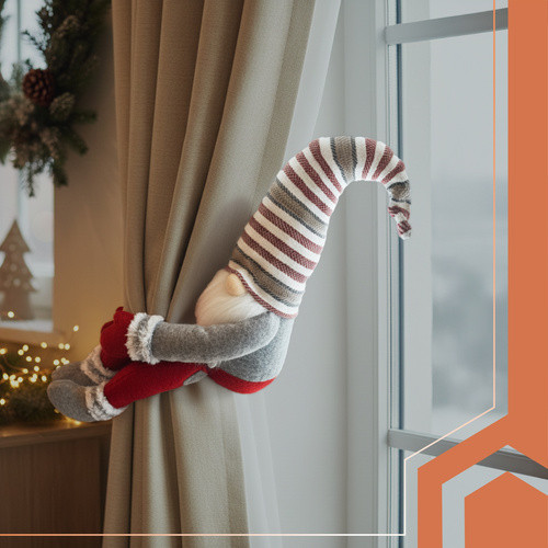 Ruhhy plüss manó figura, tépőzáras kezekkel, karácsonyi dekoráció 