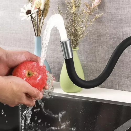 Konyhai csaptelep rugalmas szárral, 56 cm hosszú csővel, fekete