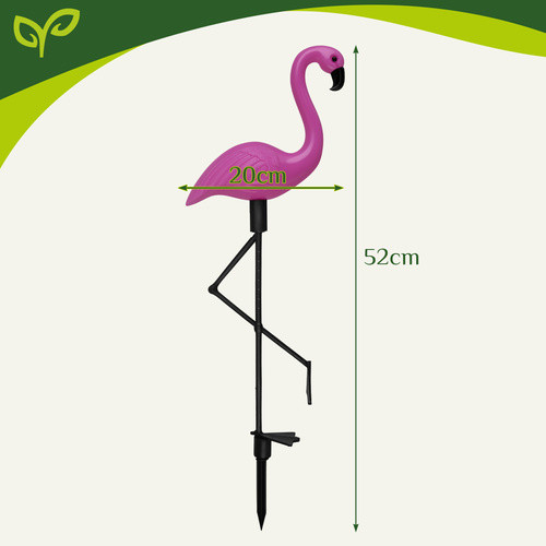 3 db-os flamingó napelemes lámpa, IP44, 52 x 20 cm/flamingó