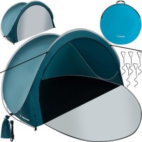   Pop-up kerek nagy strandsátor, 200x120x110cm, kék-szürke, Trizand