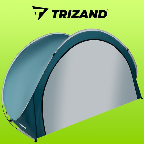 Pop-up kerek nagy strandsátor, 200x120x110cm, kék-szürke, Trizand